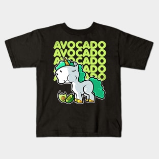 Cute Unicorn Eating Avocado Kawaii Neko Anime design Kids T-Shirt